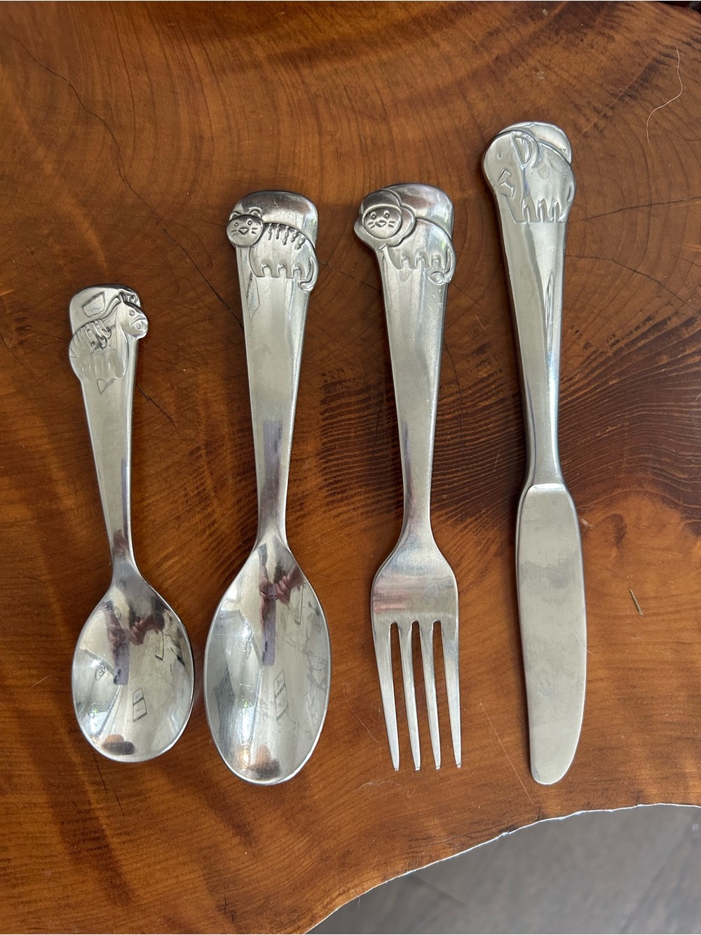 Vintage Oneida "Wildlife Buddies" Stainless Kids Flatware Set - 4 Pieces